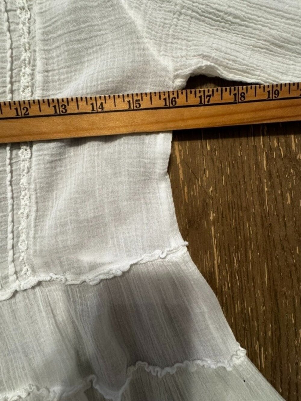 Free People Tiered Peasant Tuxedo Button Down Blouse White Gauze Tunic Babydoll - Picture 5 of 11